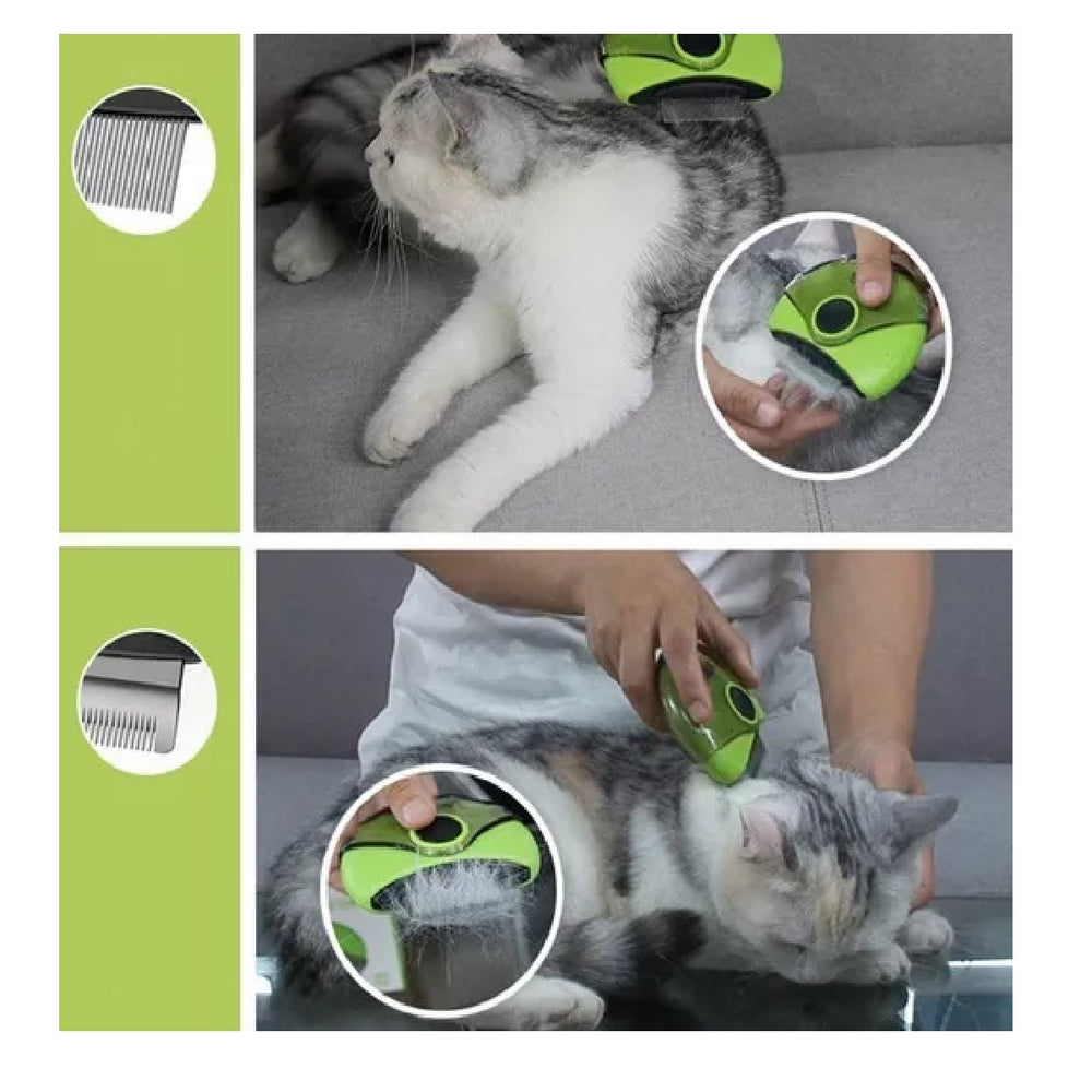 Cepillo El Cepillo Felino plus  Para Perro 3 En 1 Deslanador Peine Para Pulgas Color Verde